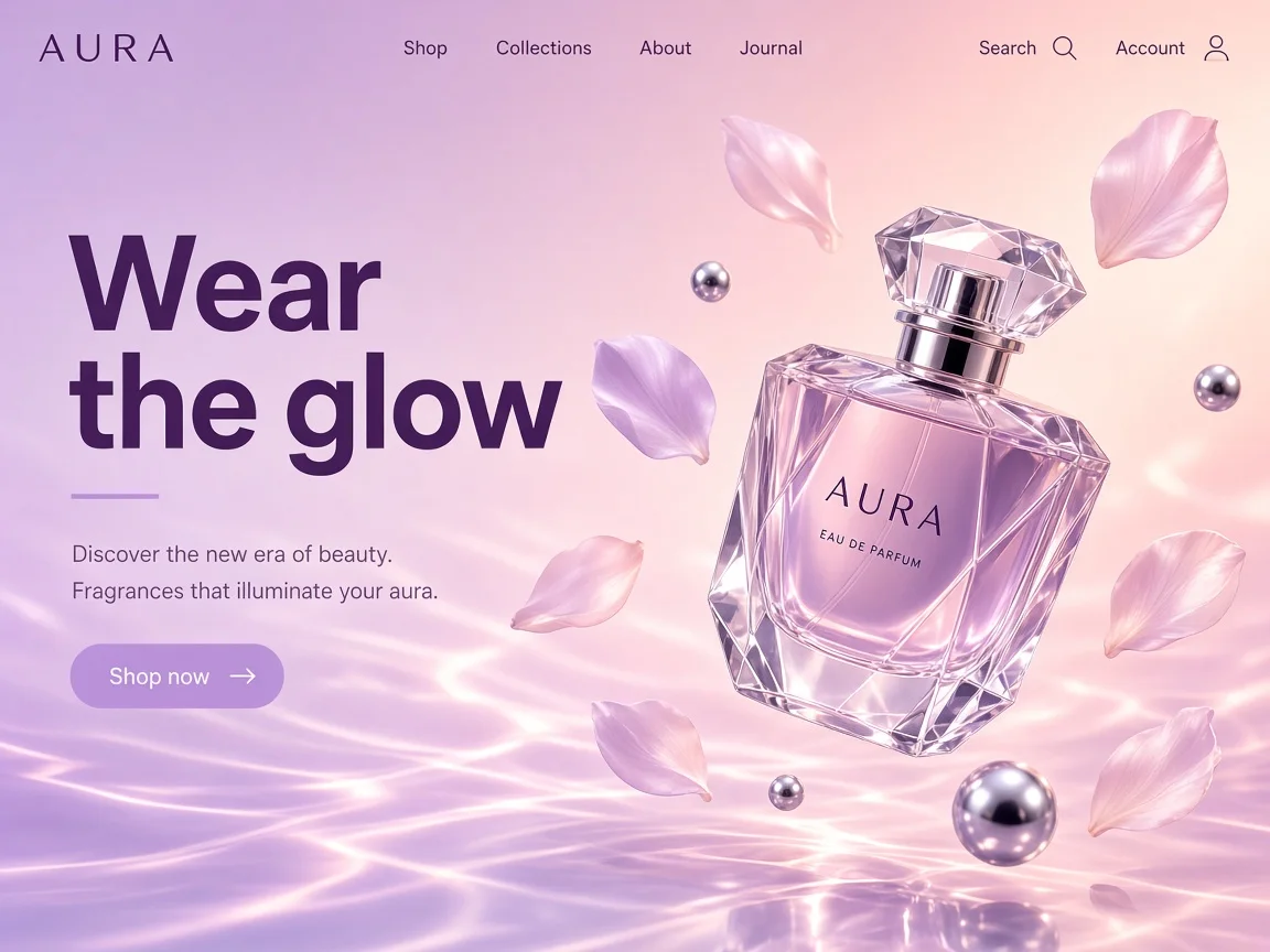 The home page of Aura, a perfume store made with Photon Stores