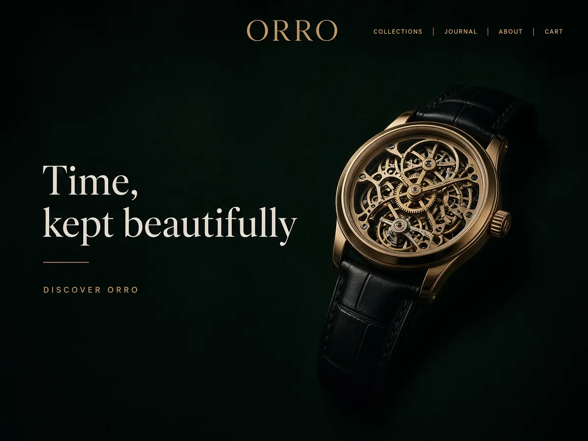 The home page of Orro, a watches store made with Photon Stores
